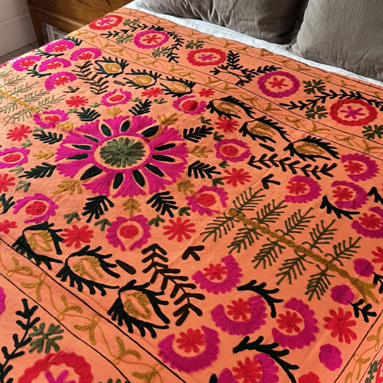 orange suzani throw